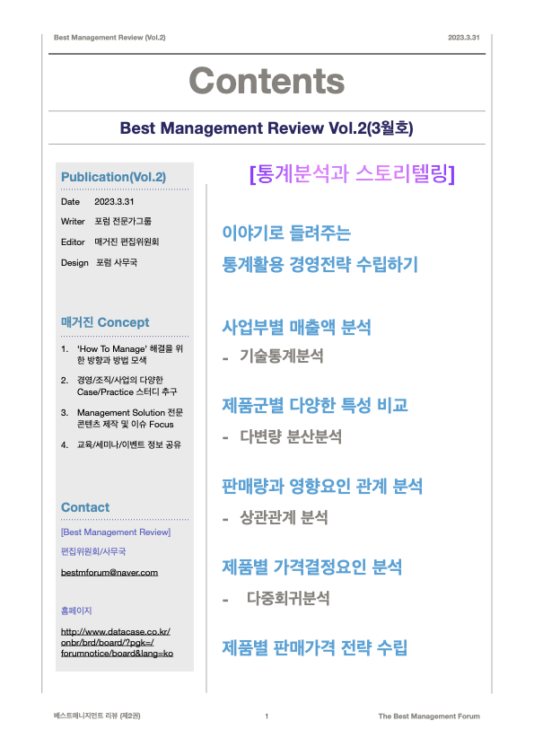 Best Management Review Vol.2 Contents(2023.3.31)